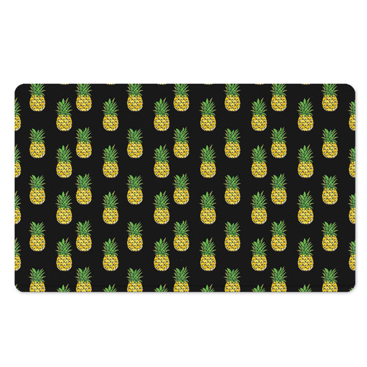 Black Cute Pineapple Pattern Print Polyester Doormat