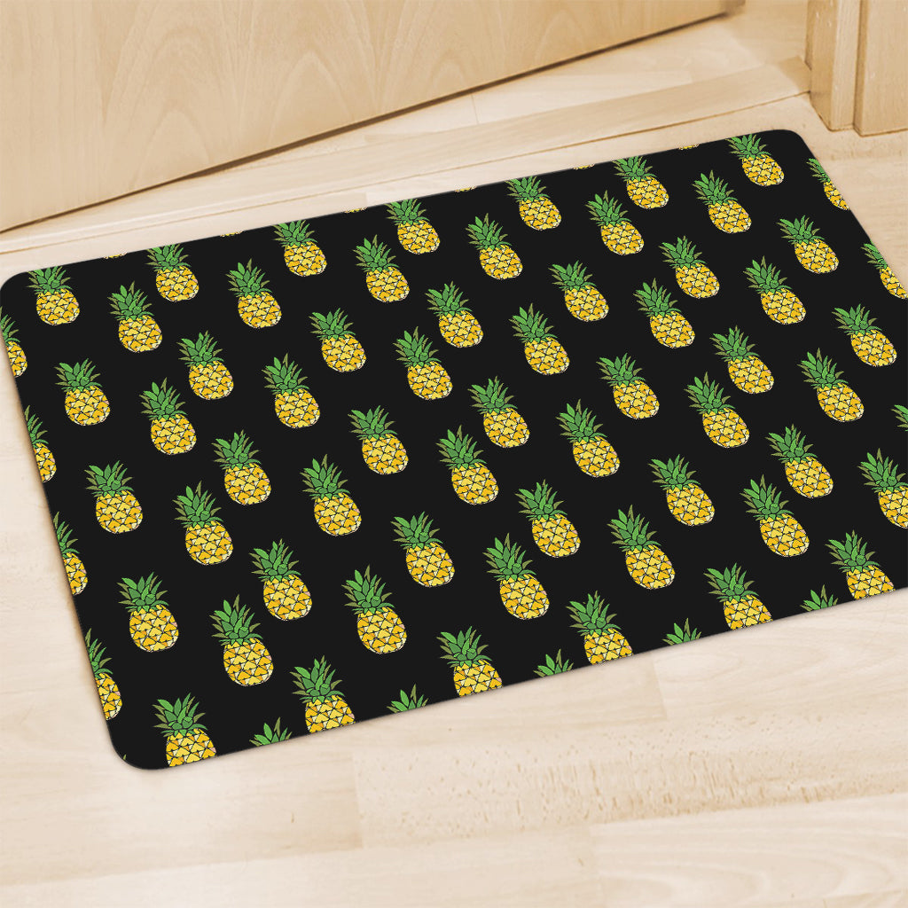 Black Cute Pineapple Pattern Print Polyester Doormat