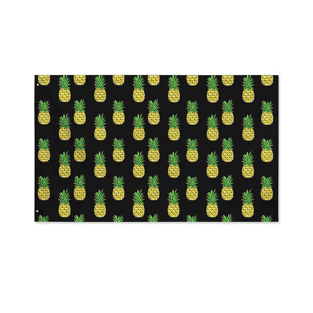 Black Cute Pineapple Pattern Print Polyester Flag