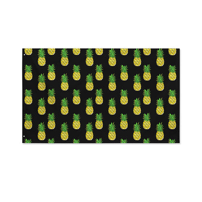 Black Cute Pineapple Pattern Print Polyester Flag