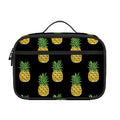 Black Cute Pineapple Pattern Print Portable Lunch Bag