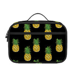 Black Cute Pineapple Pattern Print Portable Lunch Bag