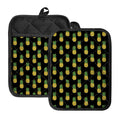 Black Cute Pineapple Pattern Print Pot Holders With Pocket
