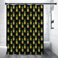 Black Cute Pineapple Pattern Print Premium Shower Curtain