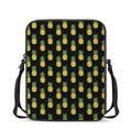 Black Cute Pineapple Pattern Print Rectangular Crossbody Bag