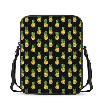 Black Cute Pineapple Pattern Print Rectangular Crossbody Bag