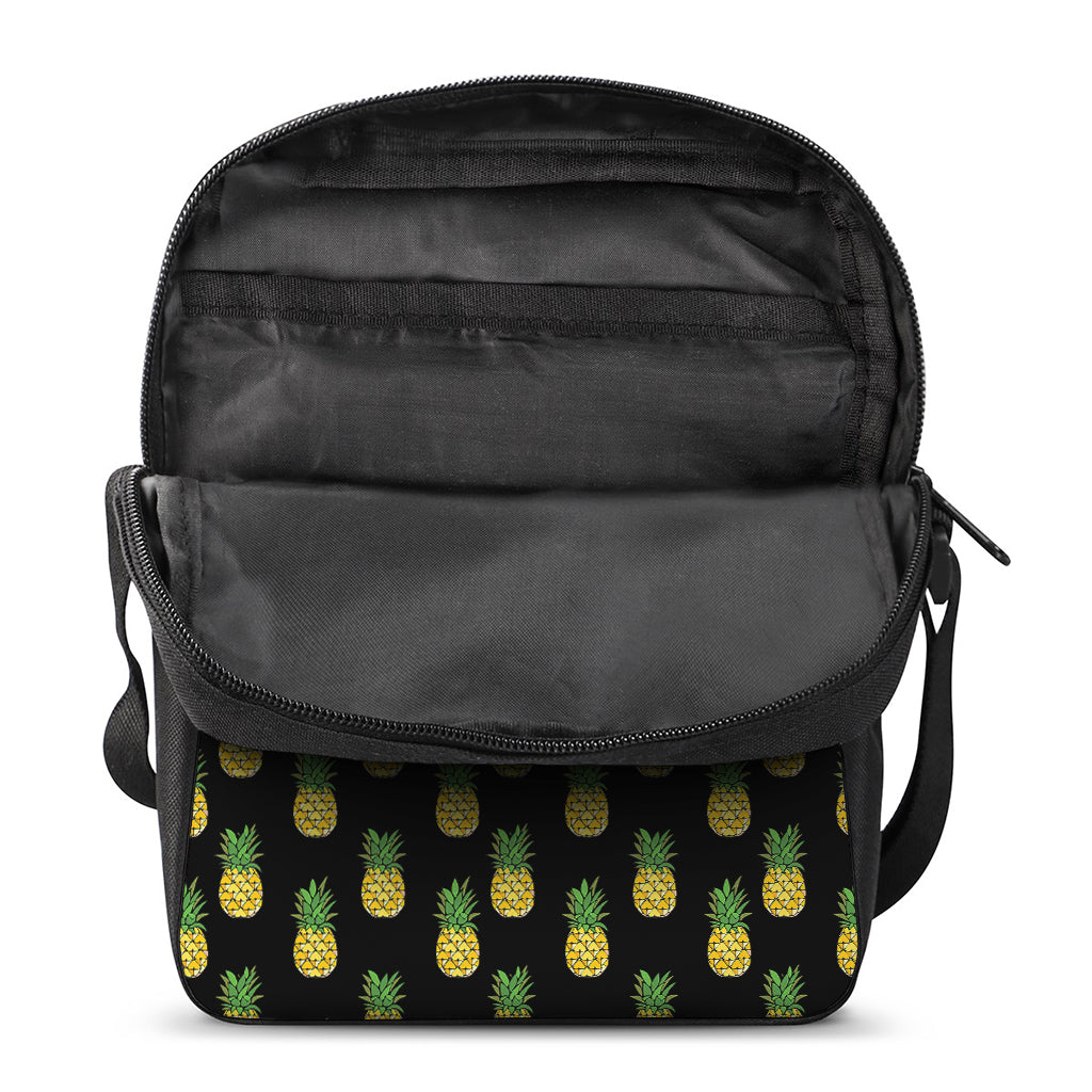 Black Cute Pineapple Pattern Print Rectangular Crossbody Bag