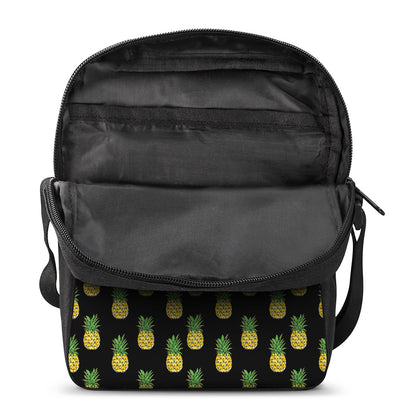 Black Cute Pineapple Pattern Print Rectangular Crossbody Bag