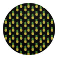 Black Cute Pineapple Pattern Print Round Blanket