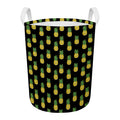 Black Cute Pineapple Pattern Print Round Laundry Basket
