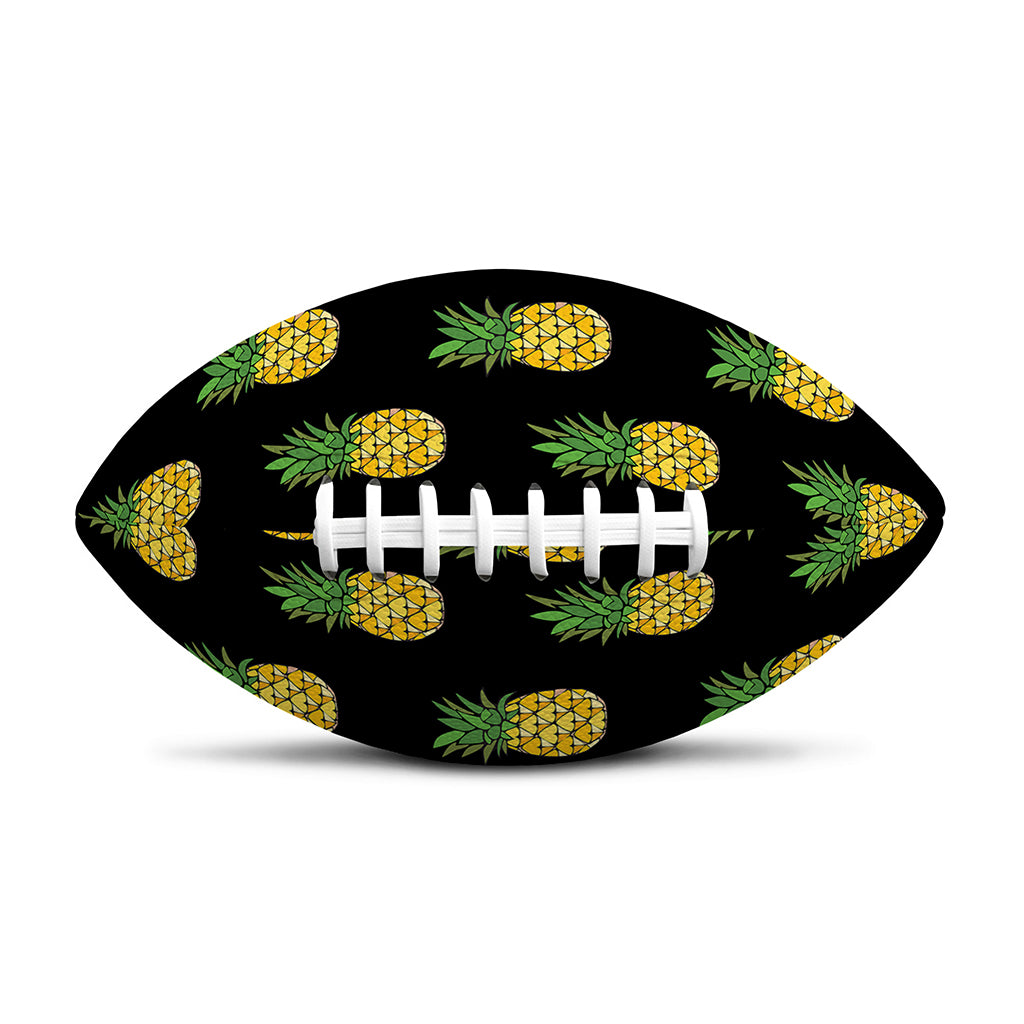 Black Cute Pineapple Pattern Print Rugby Ball