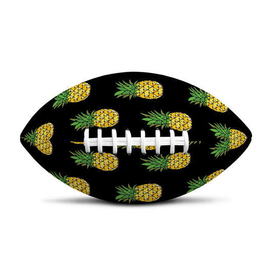 Black Cute Pineapple Pattern Print Rugby Ball