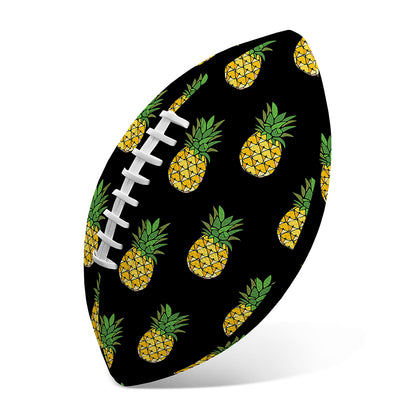 Black Cute Pineapple Pattern Print Rugby Ball