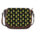 Black Cute Pineapple Pattern Print Saddle Bag