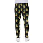 Black Cute Pineapple Pattern Print Scuba Joggers