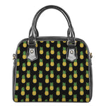Black Cute Pineapple Pattern Print Shoulder Handbag
