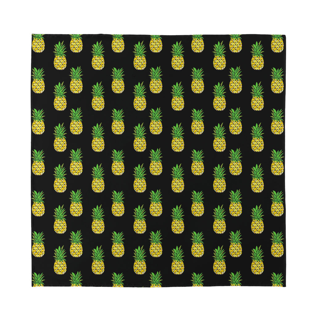 Black Cute Pineapple Pattern Print Silk Bandana