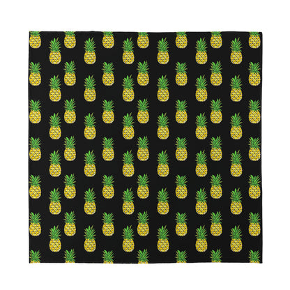 Black Cute Pineapple Pattern Print Silk Bandana