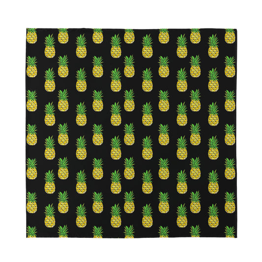 Black Cute Pineapple Pattern Print Silk Bandana