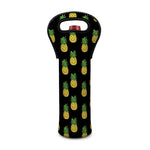 Black Cute Pineapple Pattern Print Single Neoprene Wine Tote