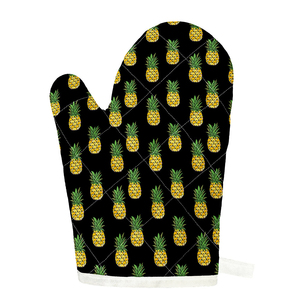Black Cute Pineapple Pattern Print Single Oven Mitt