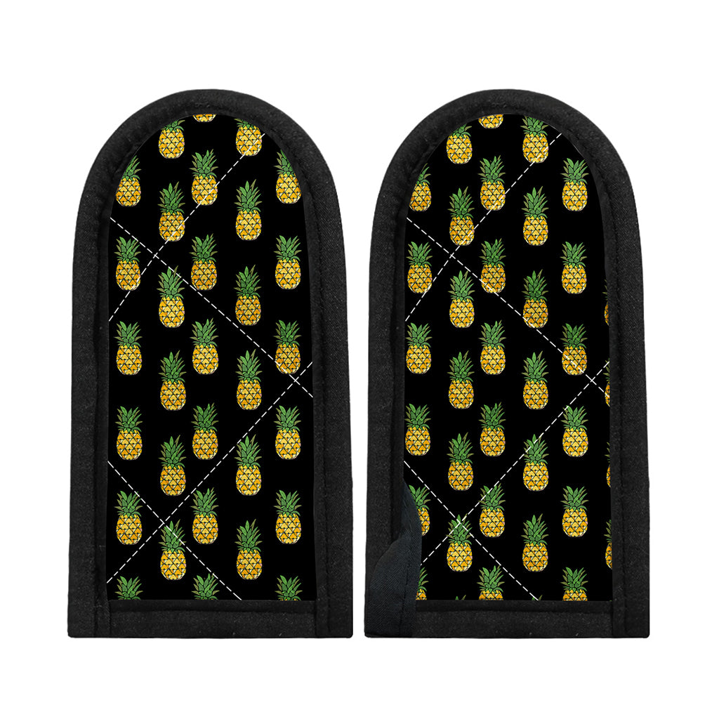 Black Cute Pineapple Pattern Print Skillet Handle Cover