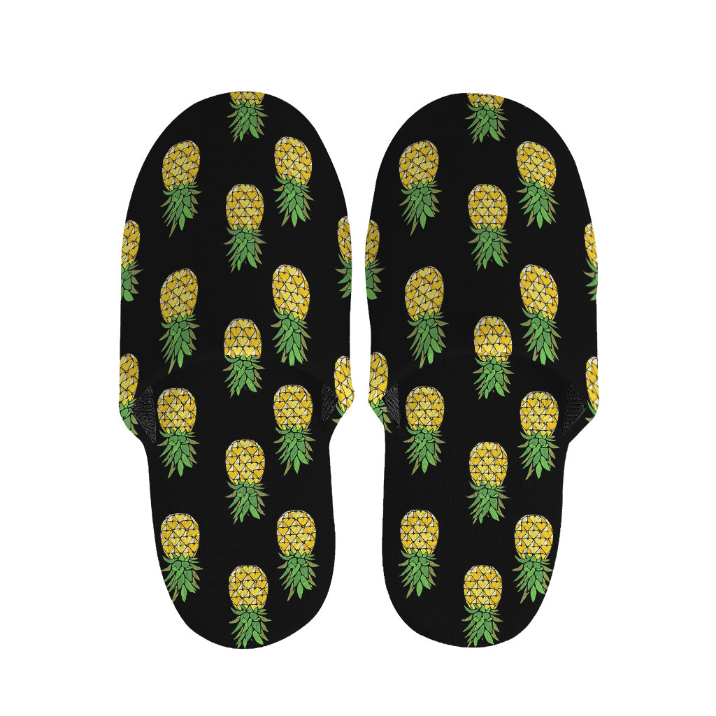 Black Cute Pineapple Pattern Print Slippers