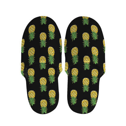 Black Cute Pineapple Pattern Print Slippers