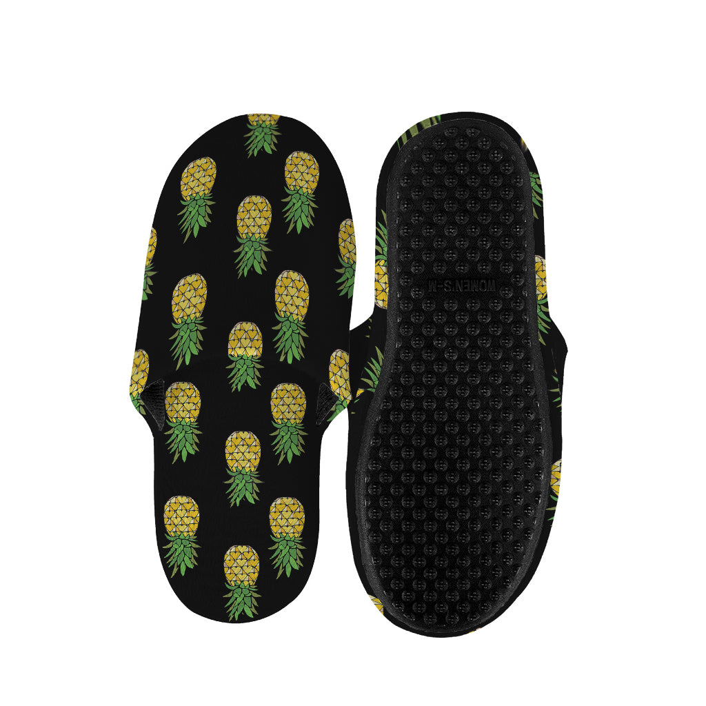 Black Cute Pineapple Pattern Print Slippers