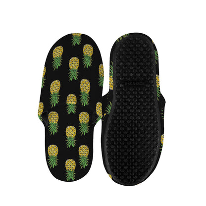 Black Cute Pineapple Pattern Print Slippers