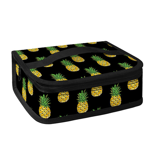 Black Cute Pineapple Pattern Print Small Lunch Bag