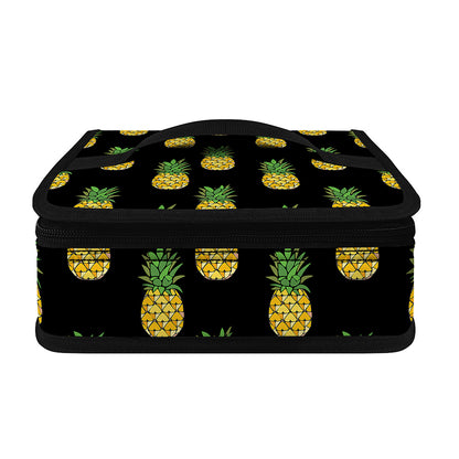 Black Cute Pineapple Pattern Print Small Lunch Bag