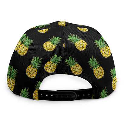 Black Cute Pineapple Pattern Print Snapback Cap