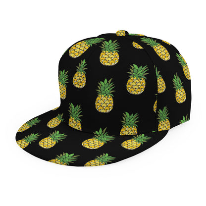 Black Cute Pineapple Pattern Print Snapback Cap