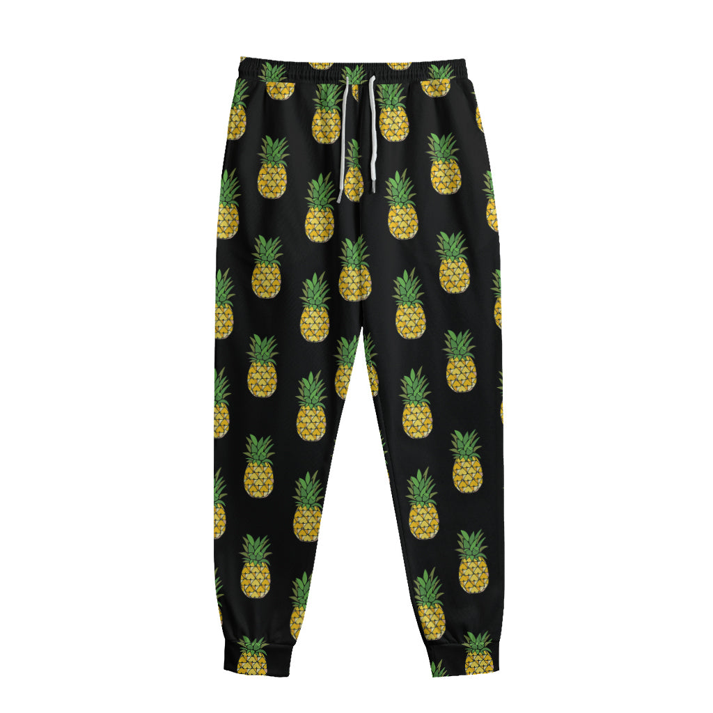 Black Cute Pineapple Pattern Print Sweatpants