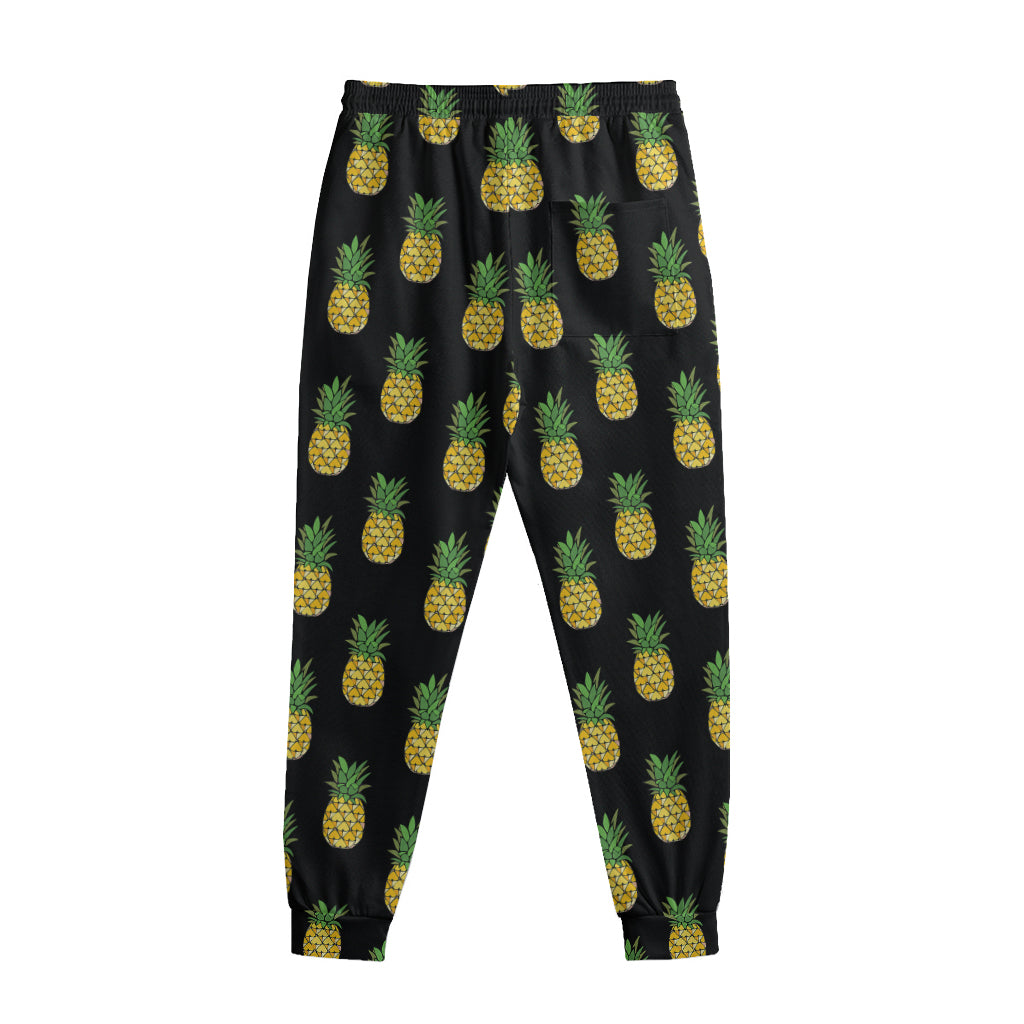 Black Cute Pineapple Pattern Print Sweatpants