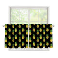 Black Cute Pineapple Pattern Print Tier Curtains