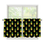 Black Cute Pineapple Pattern Print Tier Curtains