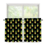 Black Cute Pineapple Pattern Print Tier Curtains