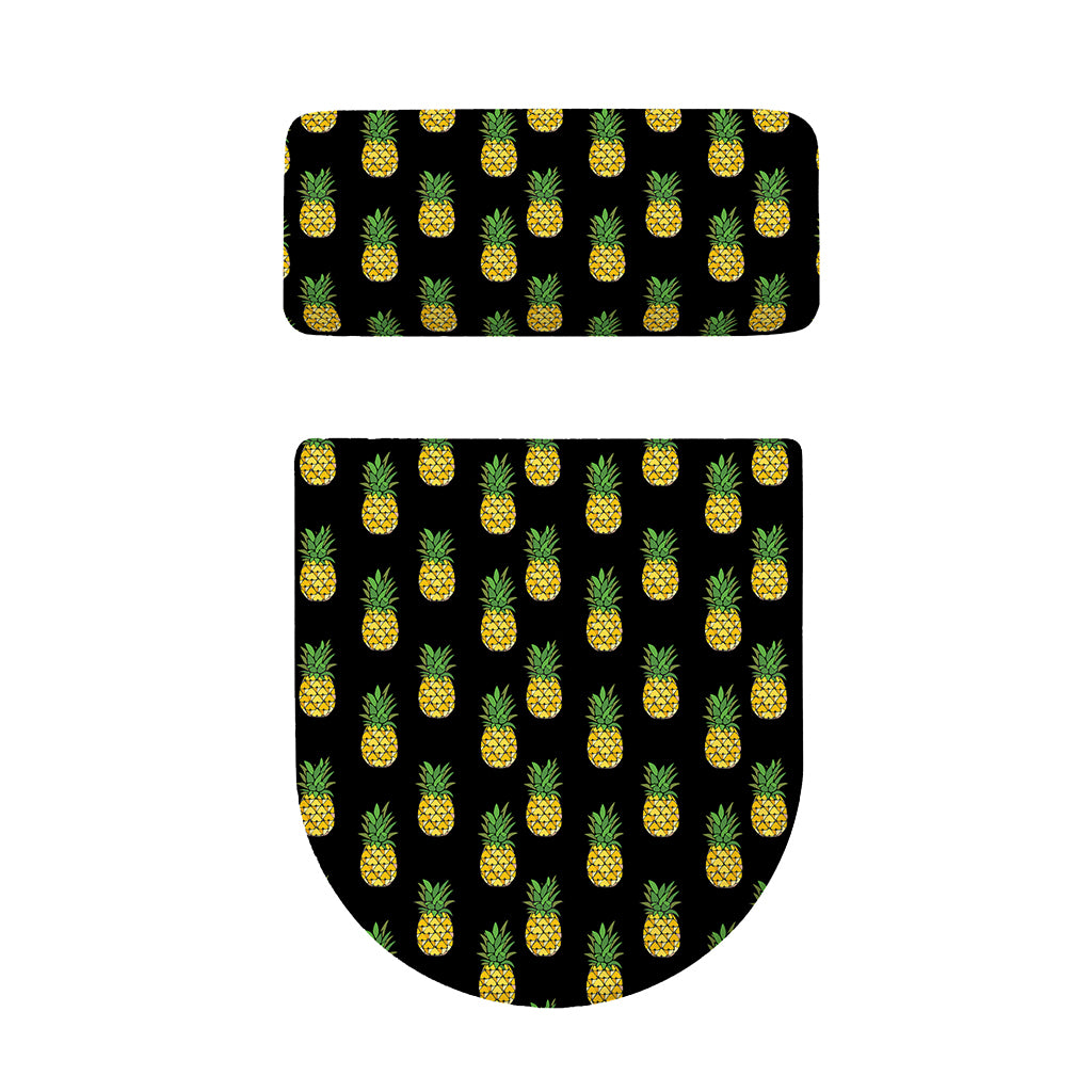Black Cute Pineapple Pattern Print Toilet Lid And Tank Cover Set