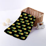 Black Cute Pineapple Pattern Print Towel