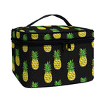 Black Cute Pineapple Pattern Print Travel Makeup Bag
