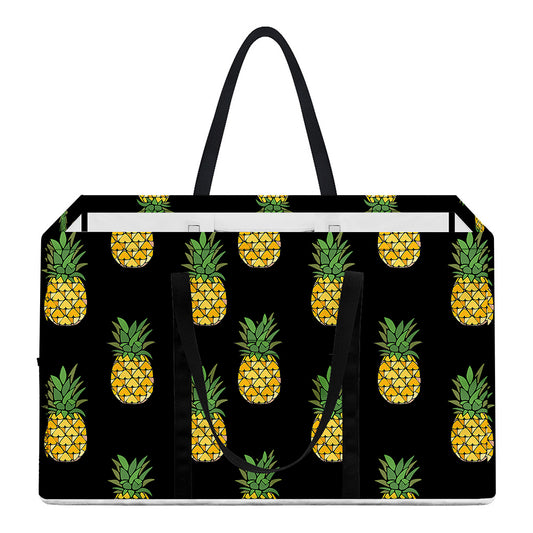 Black Cute Pineapple Pattern Print Utility Tote Bag