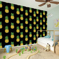 Black Cute Pineapple Pattern Print Wall Sticker