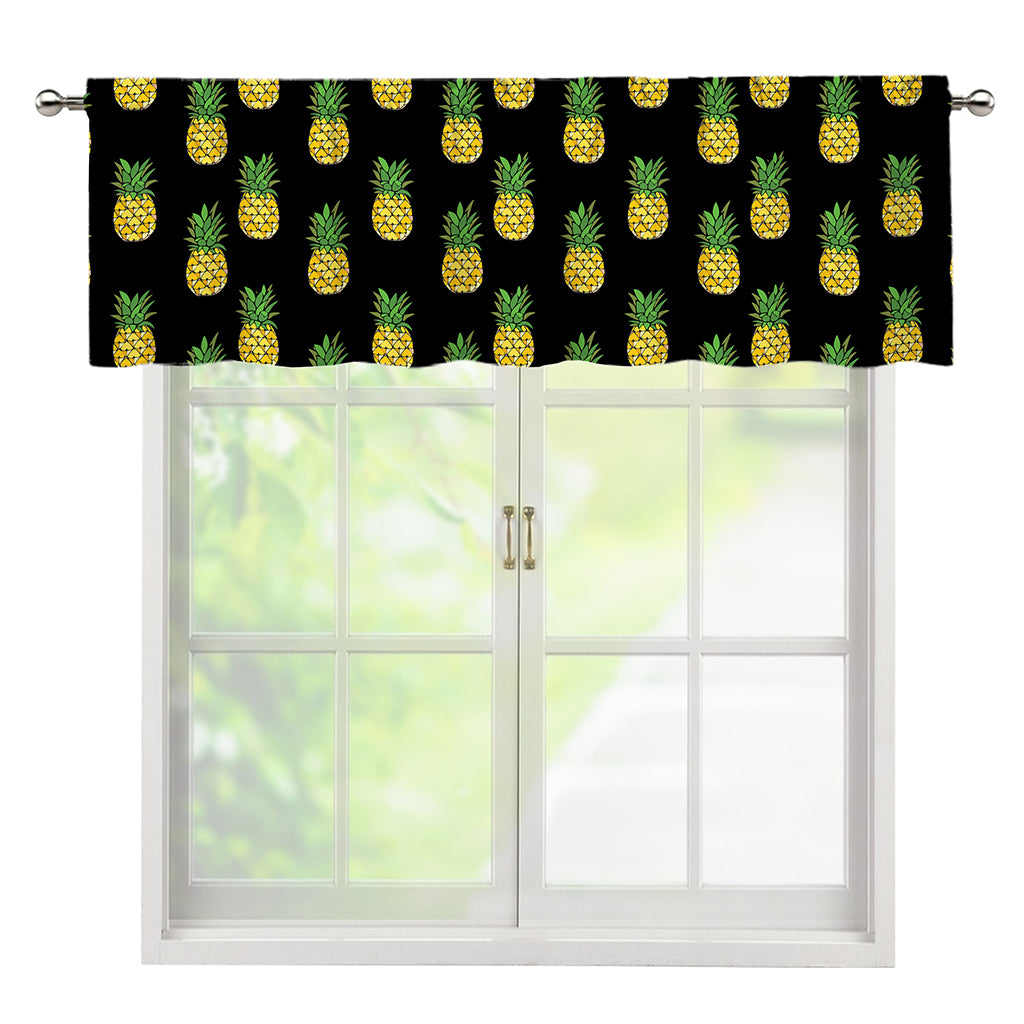 Black Cute Pineapple Pattern Print Window Valance