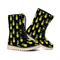 Black Cute Pineapple Pattern Print Winter Boots