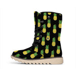 Black Cute Pineapple Pattern Print Winter Boots