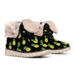 Black Cute Pineapple Pattern Print Winter Boots