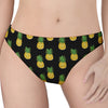 Black Cute Pineapple Pattern Print Women's Thong