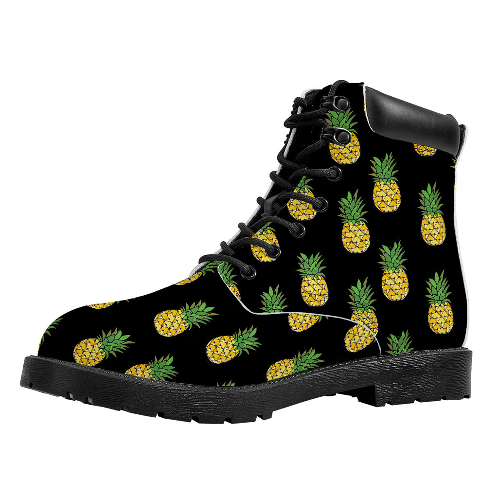 Black Cute Pineapple Pattern Print Work Boots
